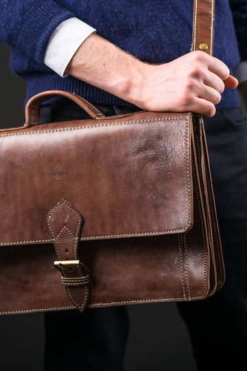 Berber Leather The Casablanca Leather Satchel - Darkbrown